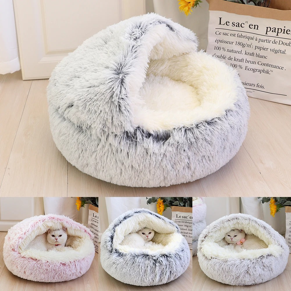 SnuggleCove™ - Hooded Plush Pet Bed